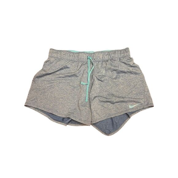 2 Nike dri fit woman’s medium workout running hiking shorts blue black - Picture 2 of 6